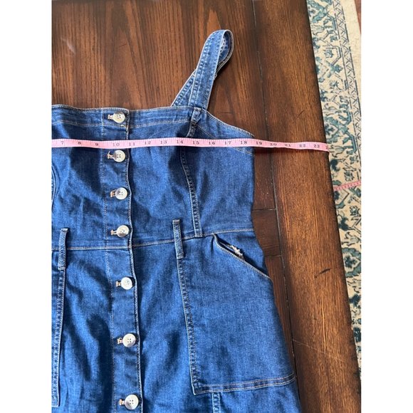 Divided Medium Wash Denim Sleeveless Button Front Mini Dress Women's Size Large - Picture 7 of 9